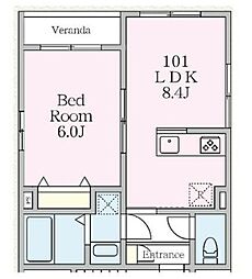Arietta 1階1LDKの間取り