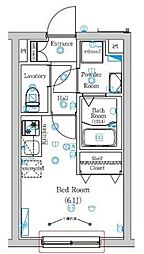 MIND KUGAYAMA 1階ワンルームの間取り