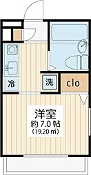 ツーステップ 2階ワンルームの間取り