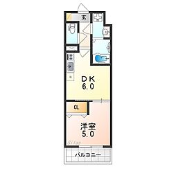 ARCA堺綾之町 4階1DKの間取り