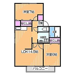 エセルディハイツB棟 2LDKの間取図画像