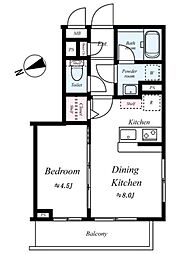 パティーナ練馬平和台 2階1LDKの間取り