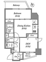 リビオメゾン入谷 13階2DKの間取り