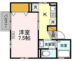 ピュアフラット 1Kの間取図画像