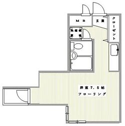 町田リバーサイドハウス 3階1Kの間取り