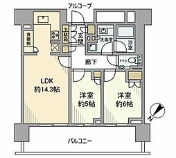 HARUMIFLAGSUNVillageD棟 2LDKの間取図画像
