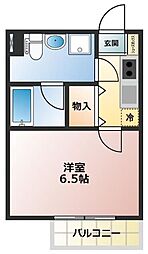 セドラス浪花 1Kの間取図画像