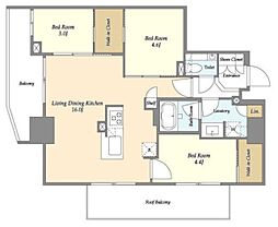 オーキッドレジデンス渋谷富ヶ谷 12階3LDKの間取り