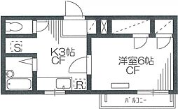 マルエイハイツ王子 1Kの間取図画像