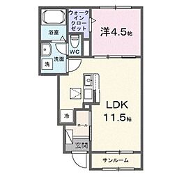 セレニテ東豊田 1階1LDKの間取り