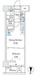 クラリティア板橋本町 6階1DKの間取り