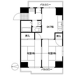 北千住慶寿苑ビル 4階2DKの間取り