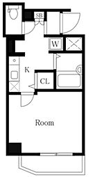 ジュエル京橋 6階1Kの間取り