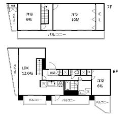ルミネ五反田 6階3LDKの間取り