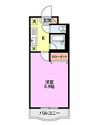 パークサイドグリッター弁天 1Kの間取図画像