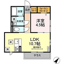 サニーサイドリバー 1階1LDKの間取り