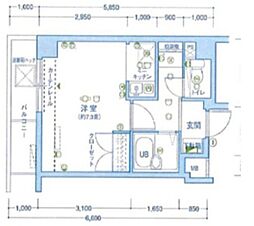 JR山手線 五反田駅 徒歩10分の賃貸マンション 4階1Kの間取り