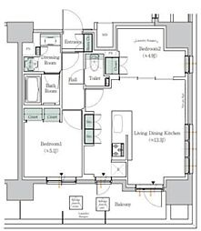 ワンルーフレジデンス田町 14階2LDKの間取り
