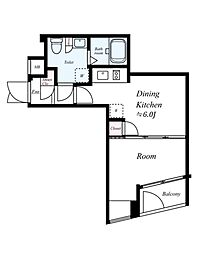 JR総武線 大久保駅 徒歩7分の賃貸マンション 2階1DKの間取り