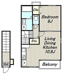 アロッジオ 2階1LDKの間取り