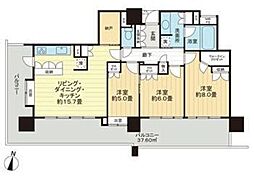 ライオンズマンションコスタ・タワー浦和 3LDKの間取図画像