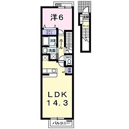 シームリー2 1LDKの間取図画像
