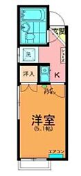 クロスハイツ 2階1Kの間取り