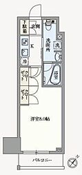 アジールコート塩浜キャナル 1Kの間取図画像