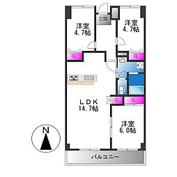 戴慶カーサグラシア 3LDKの間取図画像