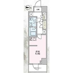 ジェノヴィア両国6グリーンヴェール 5階ワンルームの間取り