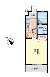京王相模原線 南大沢駅 徒歩10分の賃貸アパート 2階1Kの間取り