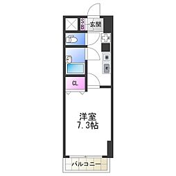 アルファ帝塚山 1Kの間取図画像