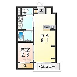 ジーイーディス 1LDKの間取図画像