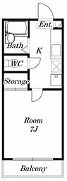 グリーンヒル山口 1Kの間取図画像