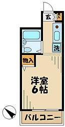 馬引沢UNIT 4階1Kの間取り