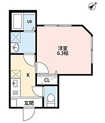 ＳＡＫＵＲＡ Ａｎ 1階1Kの間取り