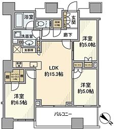 パークタワー勝どきサウス 3LDKの間取図画像