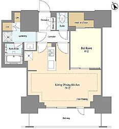 オアーゼ日暮里レジデンス 8階1LDKの間取り