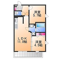 プレステージ14番館 2LDKの間取図画像