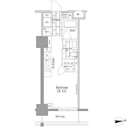 ザ・パークハビオ上野レジデンス 2階ワンルームの間取り