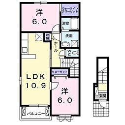 パークサイドエビス 2LDKの間取図画像