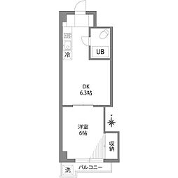 グランヒルズ西新宿 1DKの間取図画像