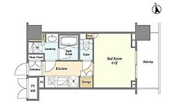 グランテール代々木 5階1Kの間取り