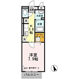 メゾンクレール墨田 3階1Kの間取り