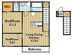 フローレンティア2 2階2LDKの間取り
