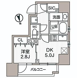 シーズンフラッツ蔵前パークフロント 10階1DKの間取り