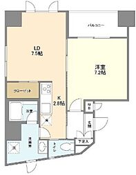 ププレMIYA八丁堀 8階1LDKの間取り