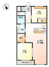 Aisance 1階2LDKの間取り