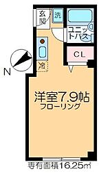 松島和田マンション 3階ワンルームの間取り