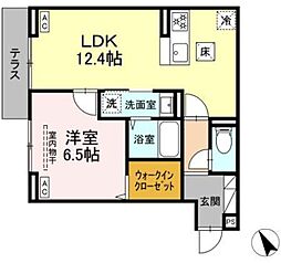 D Paina 市場下町 1LDKの間取図画像